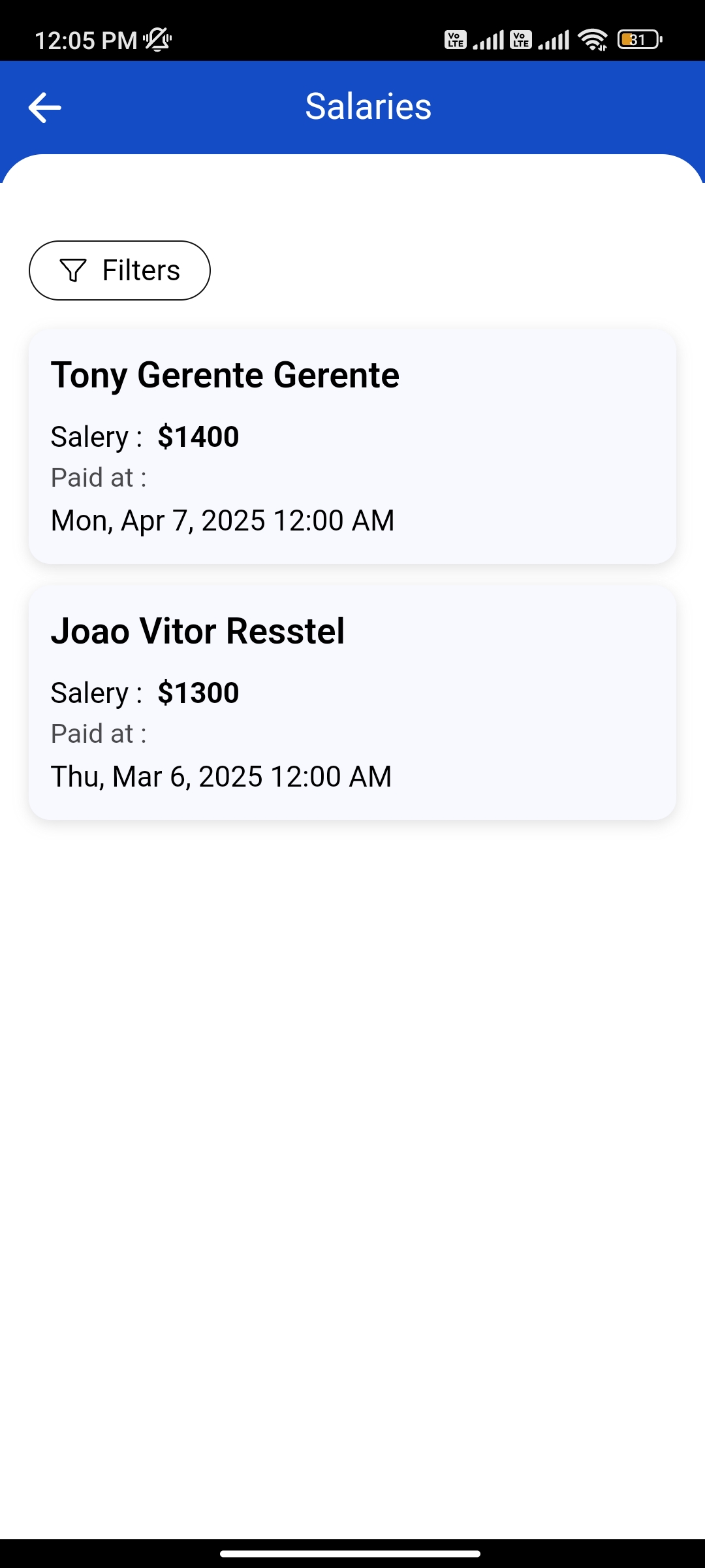 Salary Management Screenshot